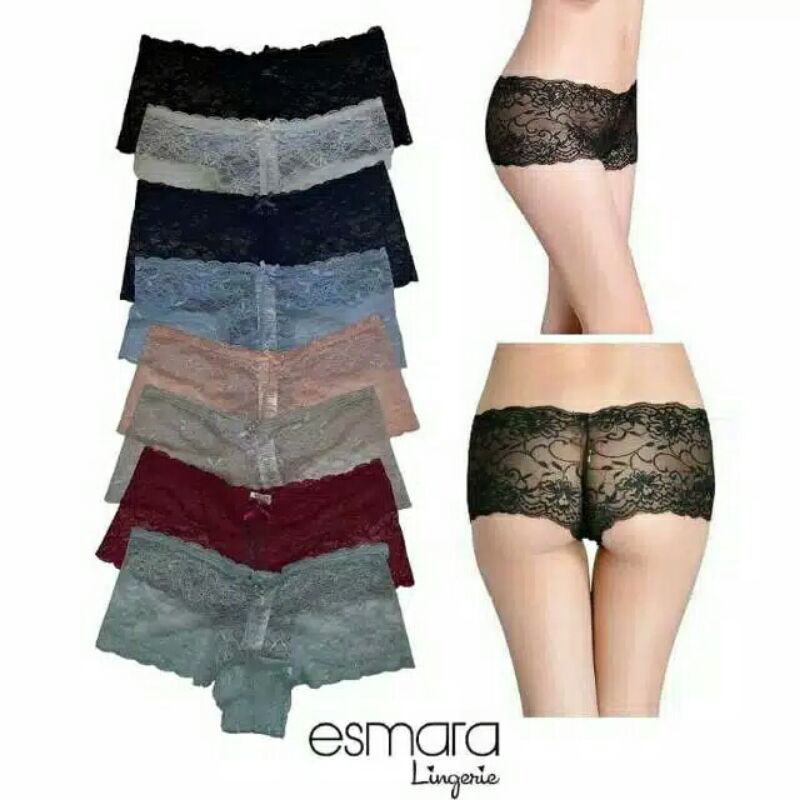 Paket Boxer Lace Esmara Isi 3 Pcs Panty Cd | Celana Dalam Renda Original Branded