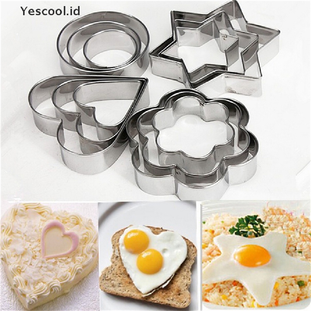 1 Set / 12 Pcs Cetakan Pemotong Kue Bahan Stainless Steel