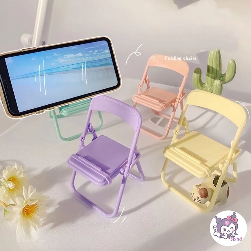 Foldable Phone Ring Compatible For iPhone Ins Office Custom Cartoon Cute Chair Phone Bracket