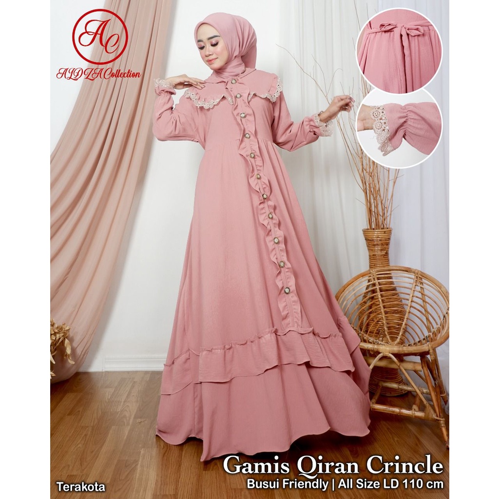 LORA FASHION - GAMIS QIRAN CRINGKLE - GAMIS MUSLIMAH/GAMIS PESTA/GAMIS LEBARAN/GAMIS ACARA FORMAL & 