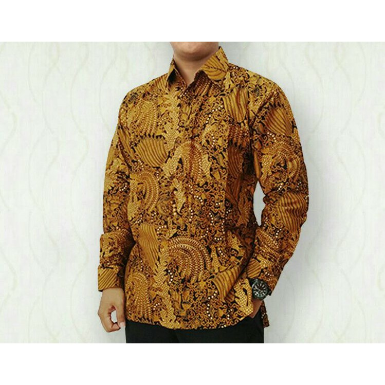 RISNA BATIK HRB026 KENONGO KEMEJA HEM PENDEK PARI PEKALONGAN M L XL MURAH KEREN BATI PRIA WAJIK BIRU