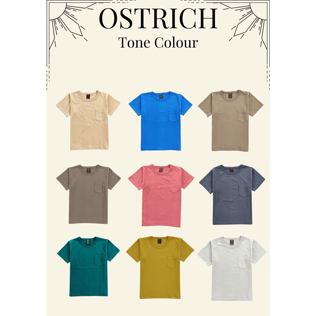 Ostrich Kaos Anak Cowok Branded Kaos Anak Laki Laki Polos Kaos Anak Motif Saku Tshirt Anak Cowo OSKS