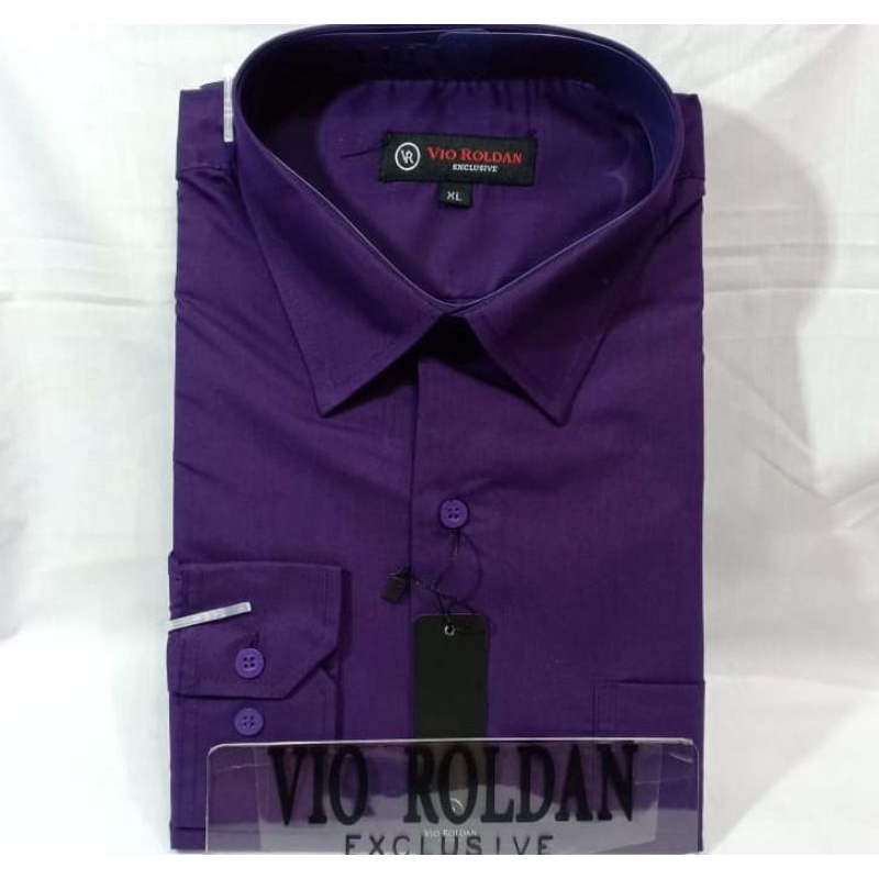 Kemeja Polos Lengan Panjang Ungu Tua