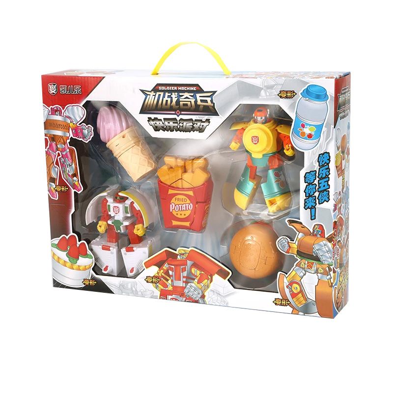 【Ready Stock！！！】Food Deformation Toy Robot Simulation Fries Burger Ice Cream Children Mini Toys