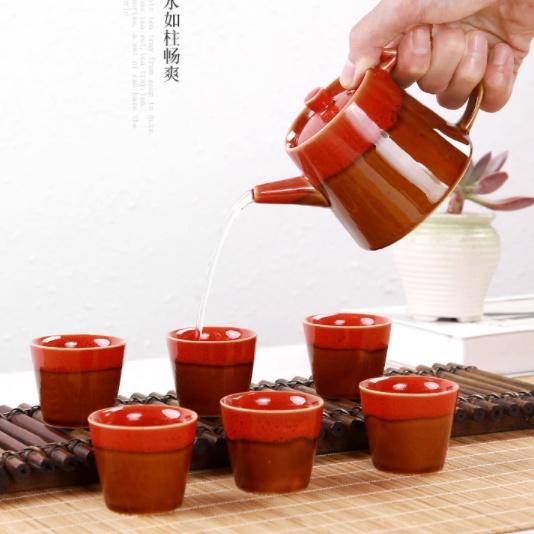 7in 1 Chinese Tea Set kungfu Red + Free Gift Box