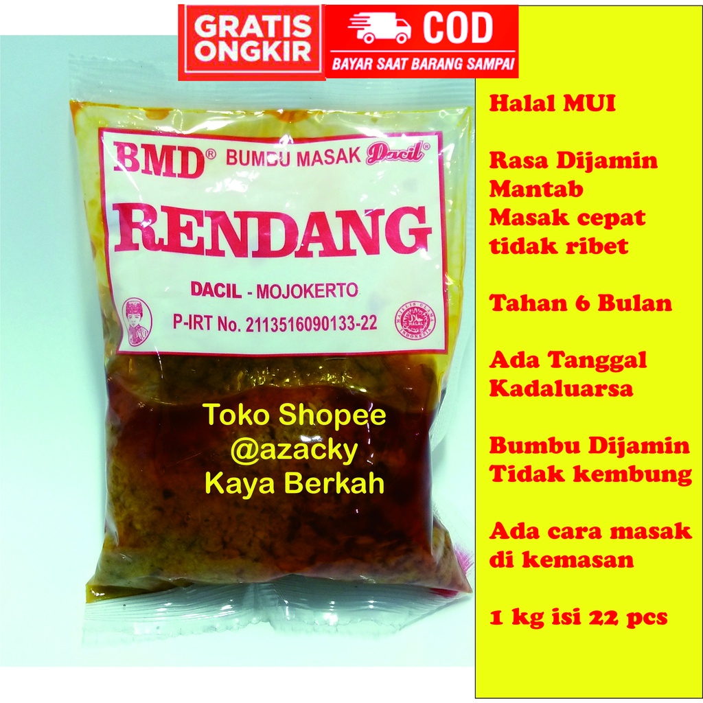 

Bumbu Rendang dari bumbu masak instan Dacil dijamin halal tidak kembung ada cara memasak di kemasan bikin masak cepat dan enak