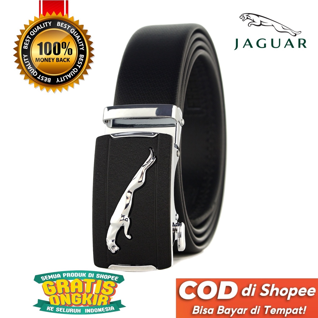 TOKOKOE - Gesper Ikat Pinggang Pria model Rel Big Size Kulit - Jaguar JG12 Hitam