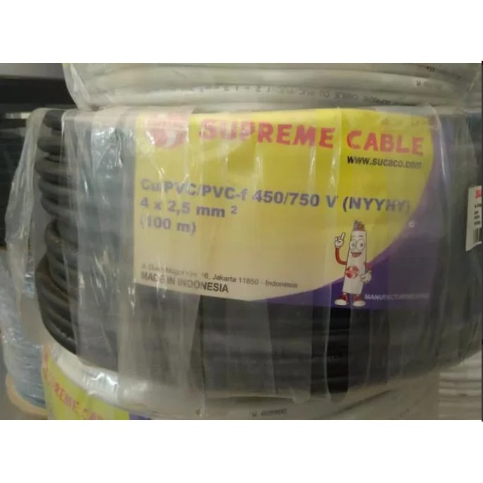 Kabel NYYHY / Kabel Serabut 4x2.5mm / 4x2.5 mm Hitam Meteran