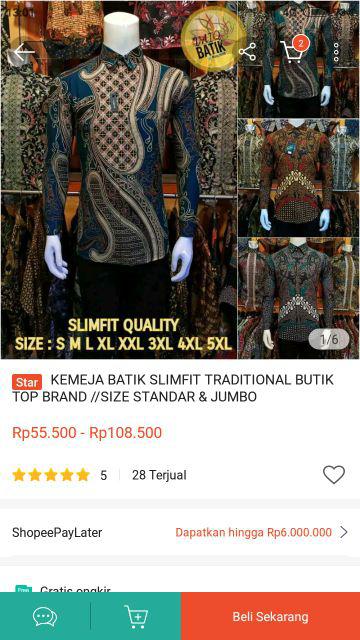 Kemeja Batik Slimfit Traditional Butik Top Brand //size Standar & Jumbo