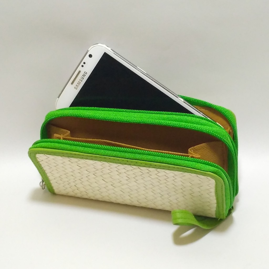 dompet hp android iphone model 2 sleting anyaman pandan / murah tas wanita (R36)