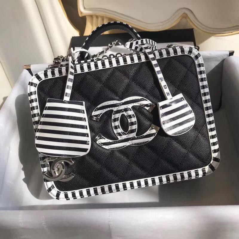 NEW 13 - FASHION WANITA BAG CH VANITY CASE ZEBRA