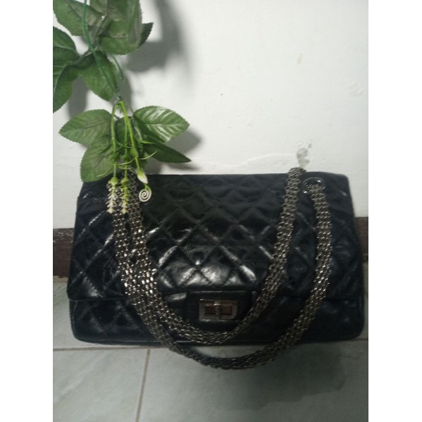 preloved tas rantai ala chanel kulit asli patent leather