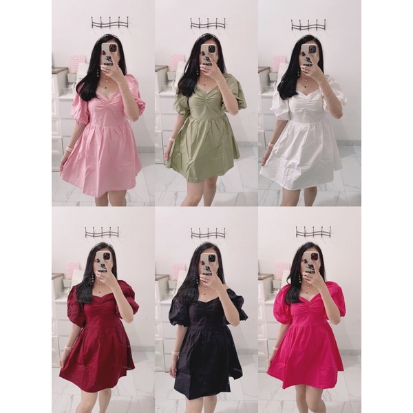 Dress katun polos wanita | mini dress | dress gwendolyn | dress sabrina import | korean fashion import wanita | aquarius boutique89