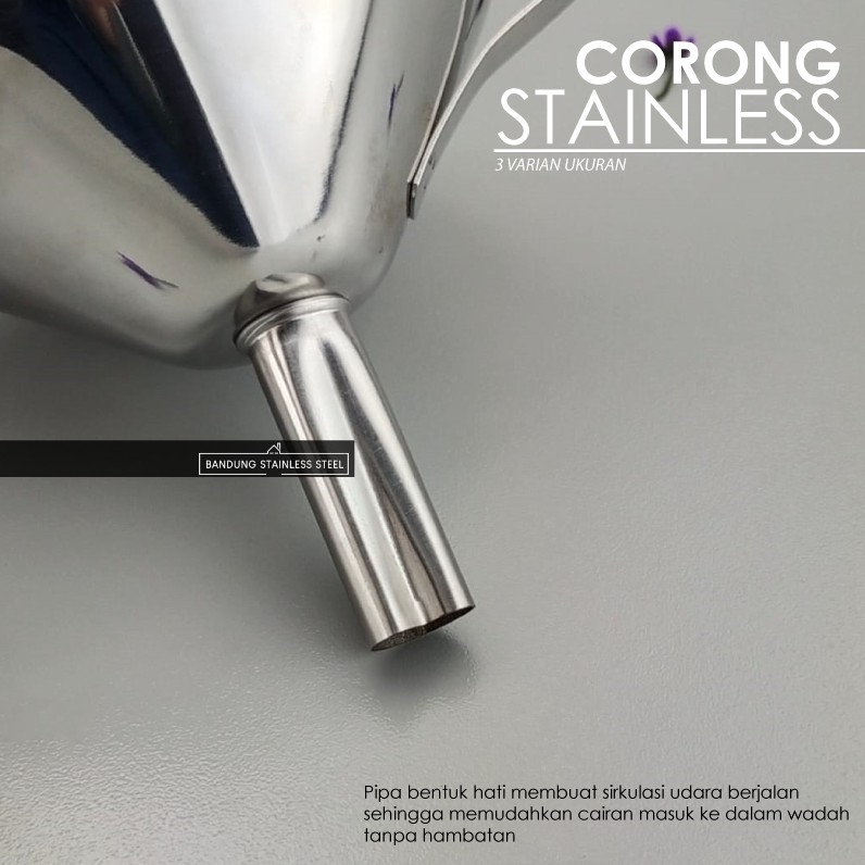 Corong Stainless dengan gagang serbaguna tuang minyak garam kecap jus pipa bentuk hati