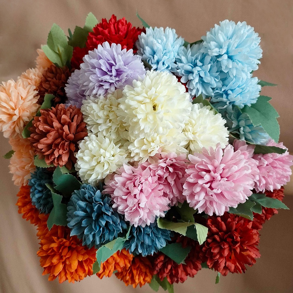 Artificial Flower Pompom Mum Dandelion Premium Bunga Palstik Bunga Artifical Bunga Paslu Bunga Hias Dekorasi