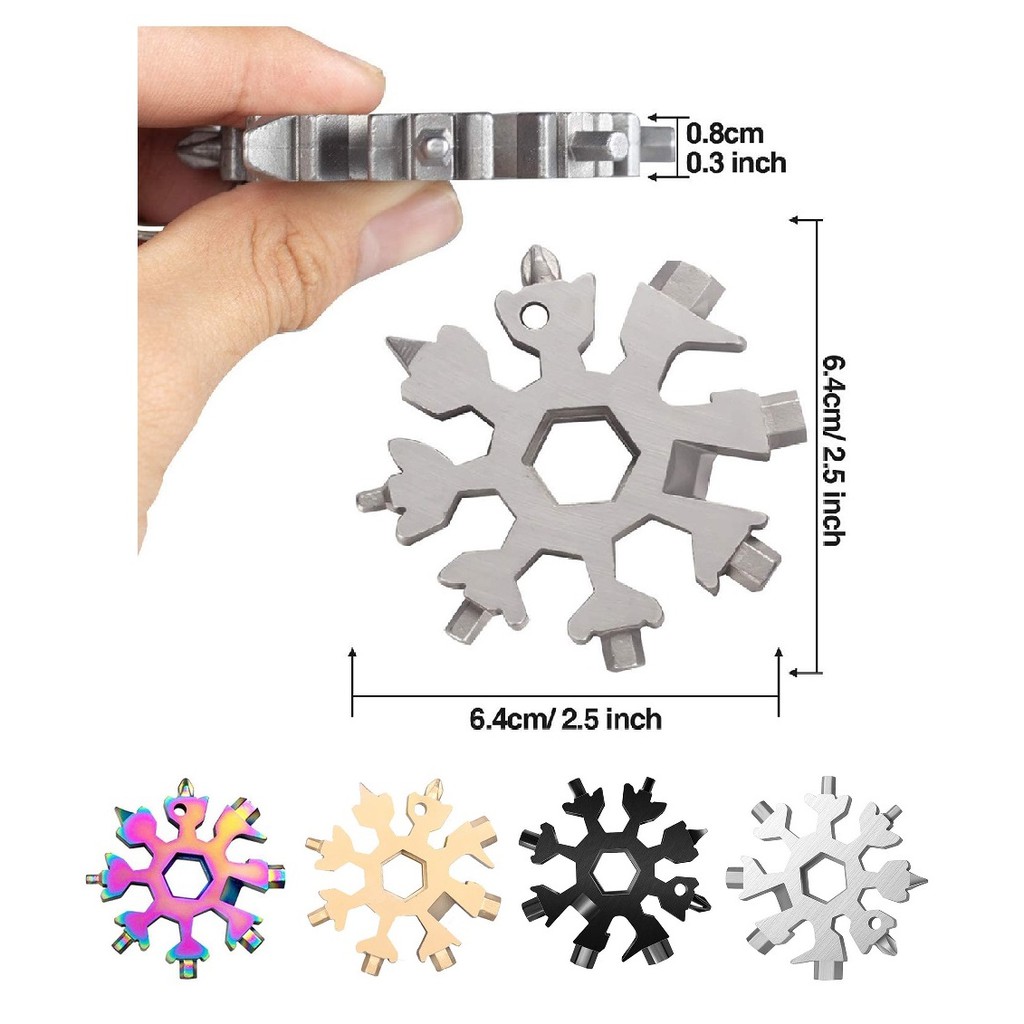 KUNCI SALJU 18 In 1 Portable Multi Snowflake Shape Wrench Saker kunci multifungsi GANTUNGAN KUNCI AA