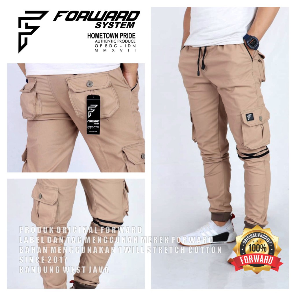 Celana Cargo Joger Jogger Pria strip Original Forward