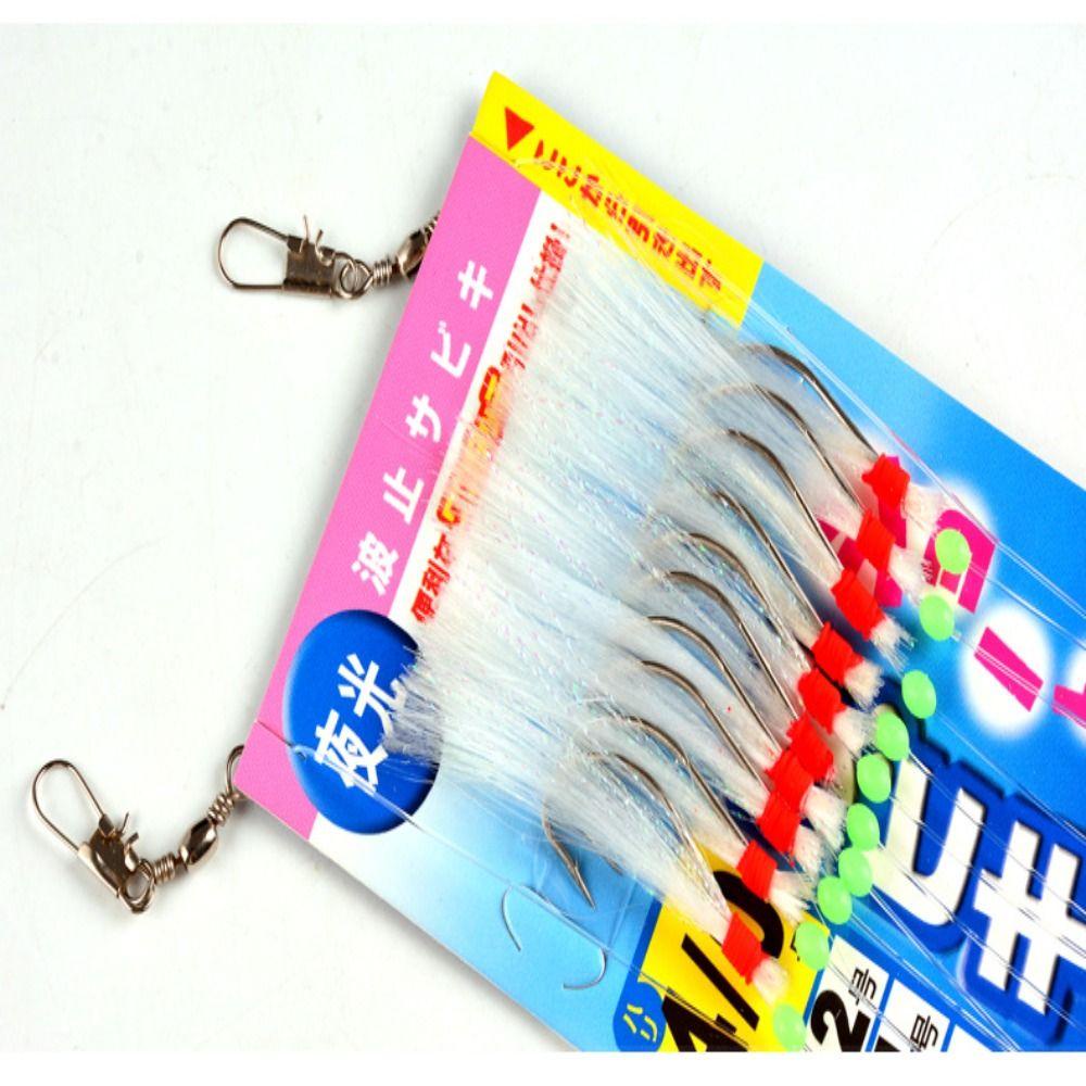 Preva 10pcs Fishhook 4per0# Rigs Tackle Boat Barbed Hook Bass