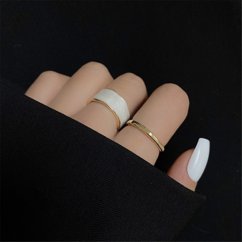 2pcs / Set Cincin Model Terbuka Gaya Korea Simple