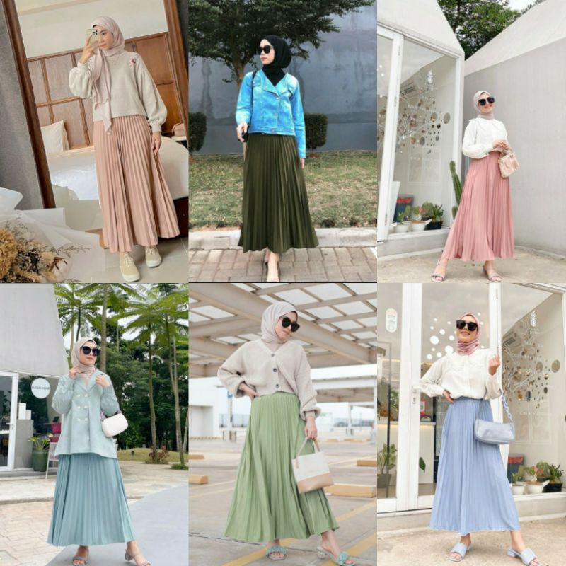 Vanilla Hijab Rok Pleats