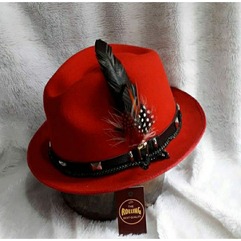TOPI FEDORA LIST KALEP BULU MATERIAL WOLL MURNI/LAKEN IMPORT TOPI LAKEN TOPI FEDORA TOPI FASHION