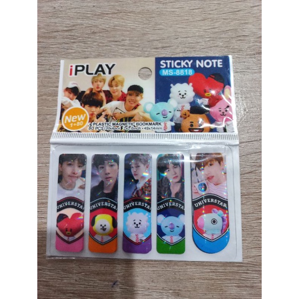 

STIKCY NOTE ARTIS BTS /ukuran kecil 49 x 14mm/Plastic magnetic bookmark /isi 80pcs /Super Grosir