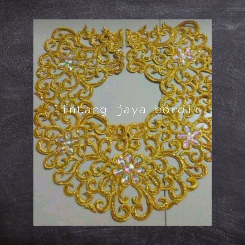 renda bordir coker dada pundak full payet bambu