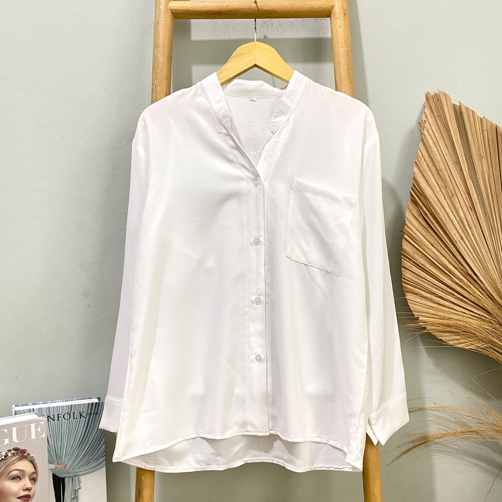 KEMEJA BLOUSE V NECK MINJU KATUN SHAKILA DAILY OFFICE SHIRT PREMIUM B609