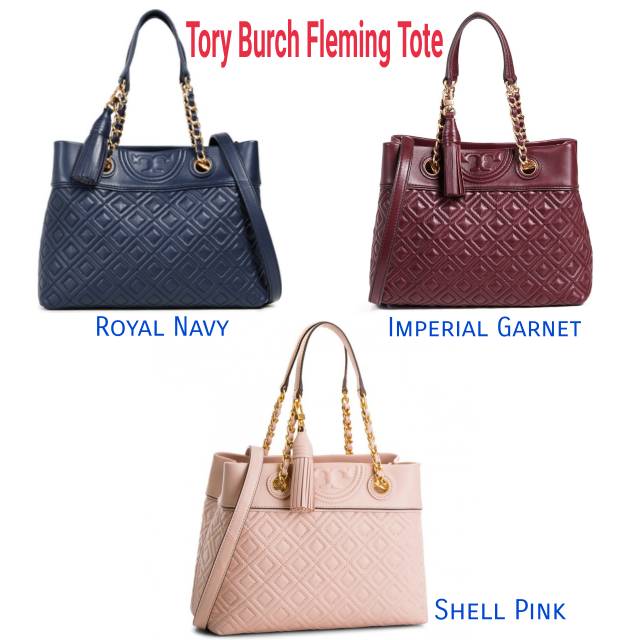 tory burch fleming tote shell pink