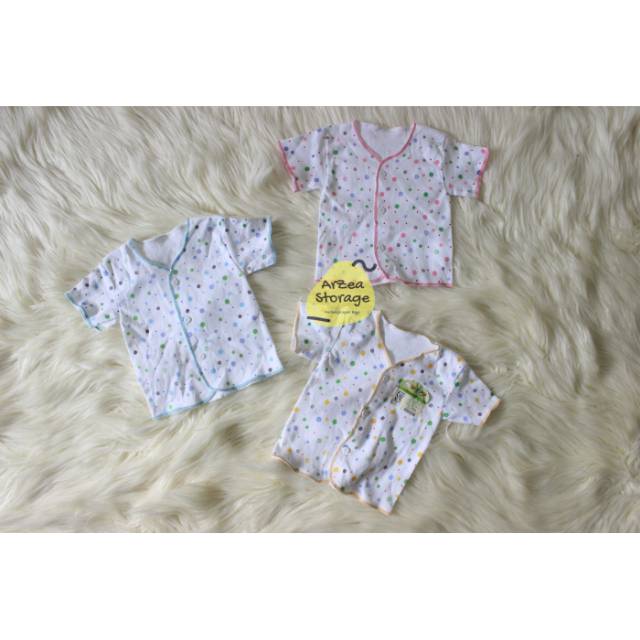 6 pcs baju bayi tangan pendek motip polkadot