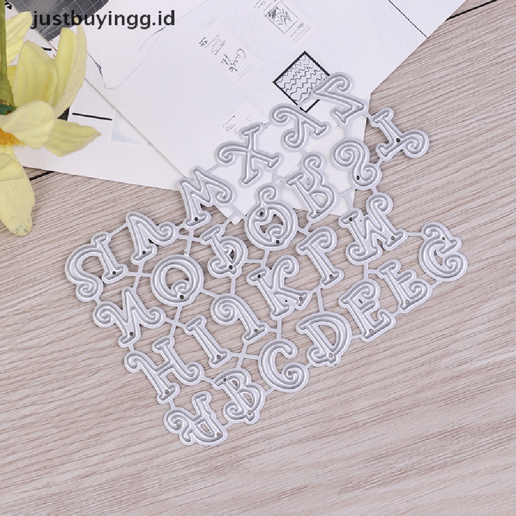 1 Set Cetakan Stensil Cutting Dies Motif Alfabet Bahan Metal Untuk Scrapbook / Craft Diy