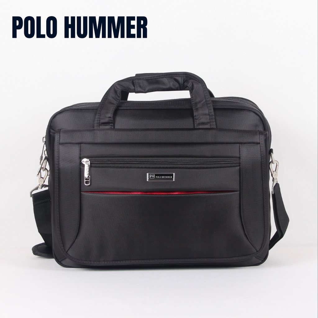 Tas Kerja Kantor Laptop - Briefcase Pria Polo HUMMER - Hitam