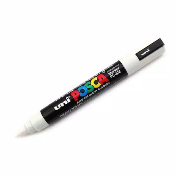 

(BISA COD) Uni Posca PC-1m/PC-3m/PC-5m/PC-17K White, Spidol Warna Putih - PC-5m