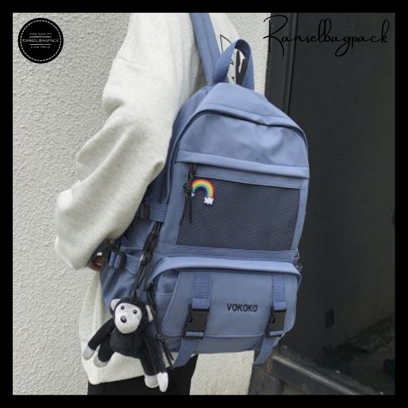 Tas Ransel Punggung Backpack Kanvas Bahu Simple Kekinian Model Casual Termurah Terbaru Korea Remaja Travel Baru Pria Wanita Cewek Cowok 001