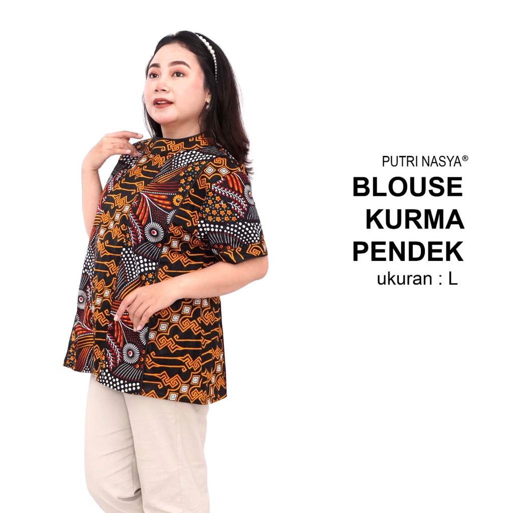 Blouse Big Size Wanita Atasan Batik Lengkap S-M-L-XL-2L-3L-4L-5L-6L-7L Model Blus Jumbo Kerja Batik / Pakaian Batik LD 140 Kekinian / Blus Kerja Seragam Wanita