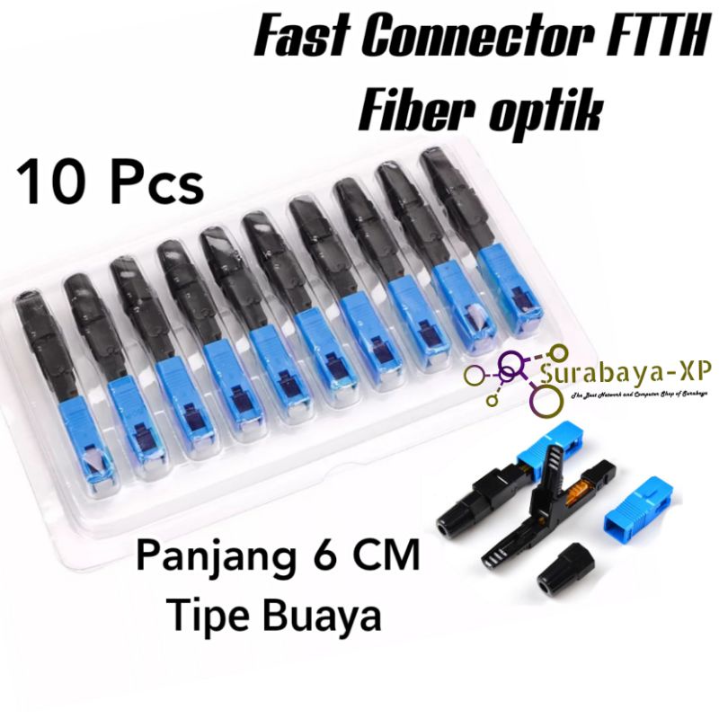 10 Pcs Fast Connector SC UPC Buaya Konektor Fiber Optik FTTH Optic