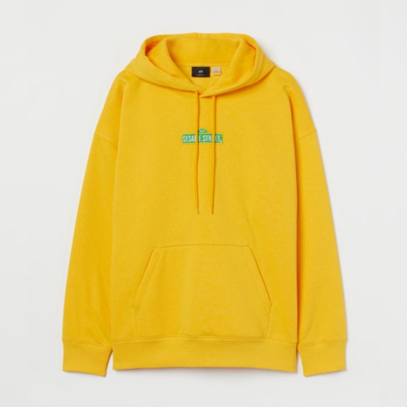 [BISA COD] HOODIE HM HNM SESAME STREET BORDIR YELLOW / KUNING - JAKET HOODIE PRIA