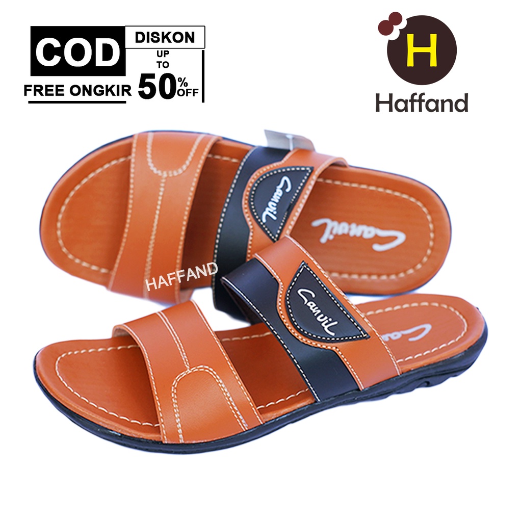 Sandal selop pria kulit sandal slide casual murah terbaru/Sendal pria kekinian keren kasual