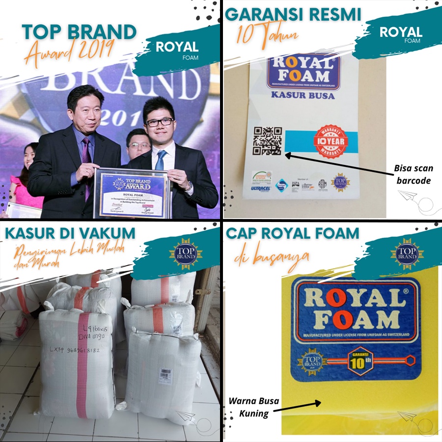 Kasur Busa Lipat ROYAL FOAM NO 4 Ukuran 200X120X20 cm Original Garansi 10 tahun Anti Kempes - Raja Inoac