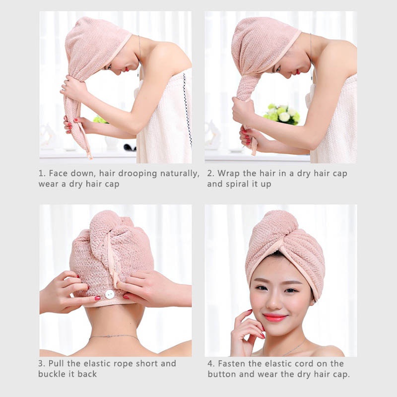 Handuk Khusus pengering rambut microfiber cepat kering anduk hair dryer Pengering Rambut Kepala Hair Wrap Drying Towel Alat perawatan kecantikan lap rambut salon kecantikan profesional professional Quick Drying Microfiber Shower Cap Towel Bath Hats