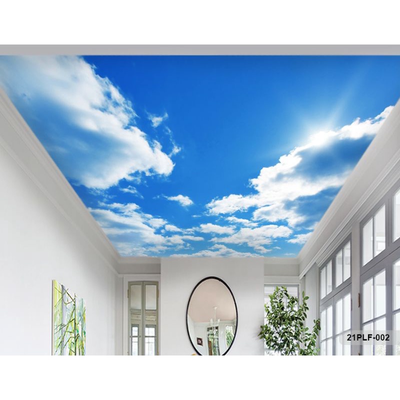 Wallpaper 3D Custom Plafon Langit Putih Awan Biru (21PLF-002)