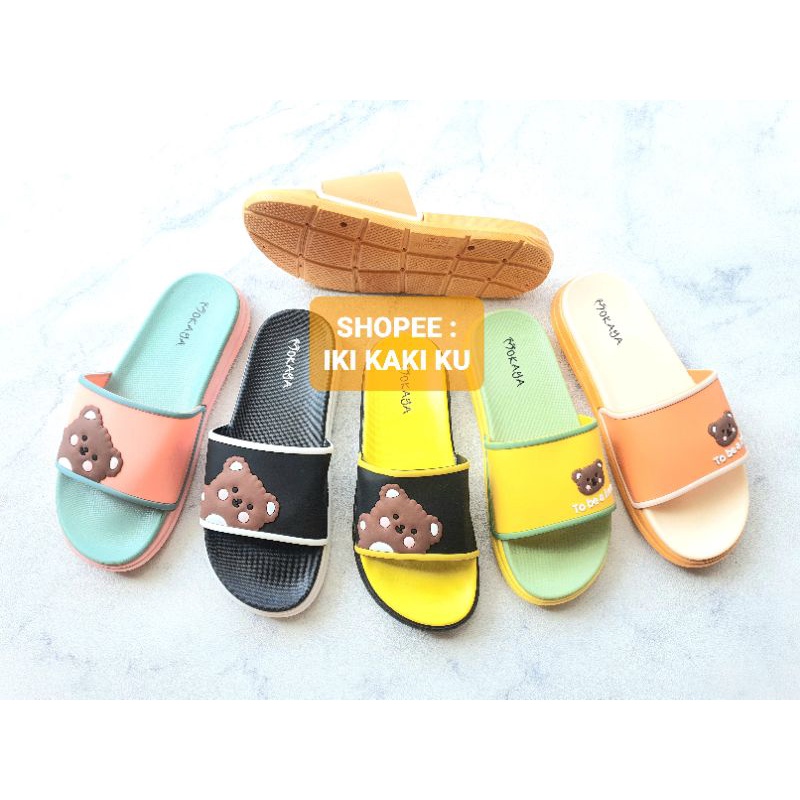 SANDAL SELOP WANITA MOKAYA 1902W-931 BERUANG POLOS KARET