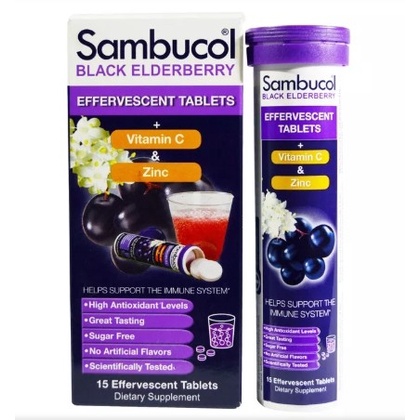 Sambucol Vit C dan Zinc rasa Black Elderberry - 15 Tablet