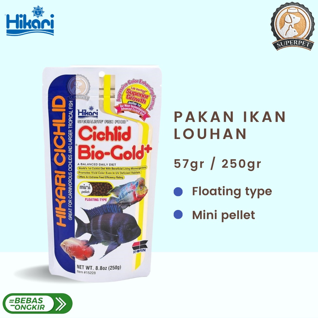 Hikari Cichlid BioGold Plus Jepang Pakan Ikan Cichlid Flowerhorn Oscar Blood Parrot Mini Medium Pell