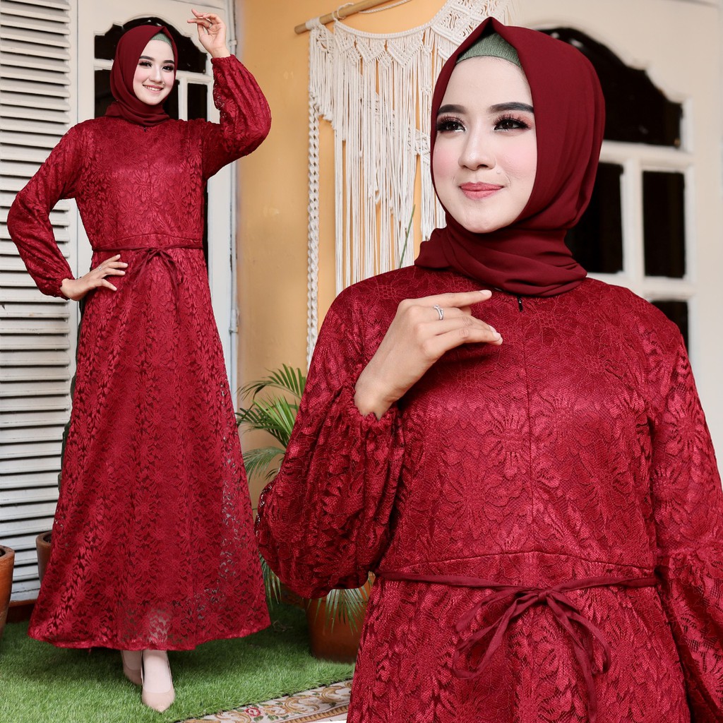 Baju Brukat Perempuan/Gamis Maxy Muslim Wanita Maxi Tiara (4 Warna)