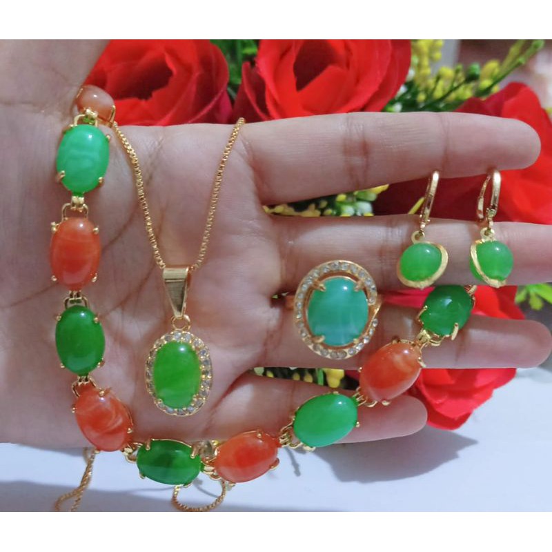 SET TITANIUM DEWASA MOTIF BATU PERMATA HIJAU (COD)