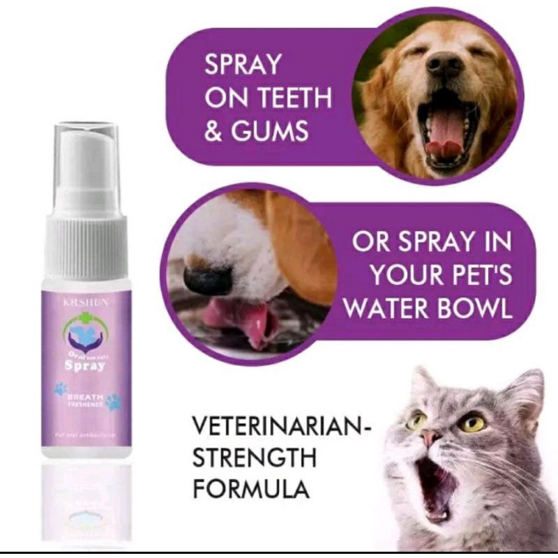 Penghilang Bau Mulut Kucing Anjing PET DENTAL SPRAY Obat Pembersih Kerak Gigi Dental Care Cat