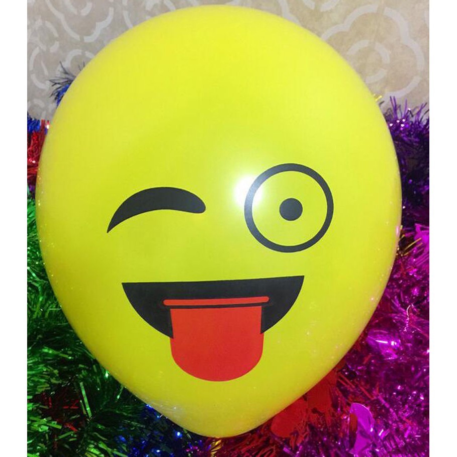 10Pcs Balon Latex Motif Emoji Smiley Face untuk Dekorasi Pesta Ulang Tahun / Pernikahan 12inch