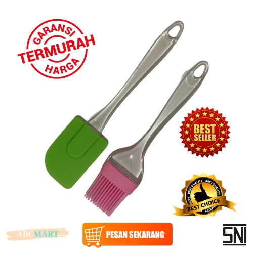 [BISA COD] Spatula Kuas Silikon 1 Set Dapat 2 Ukuran Besar Khusus Makanan Food Grade MURAH