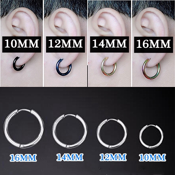 XiaoboACC 1 Piece Anting Bentuk Lingkaran Bahan Titanium Steel Hypoallergenic Gaya Korea